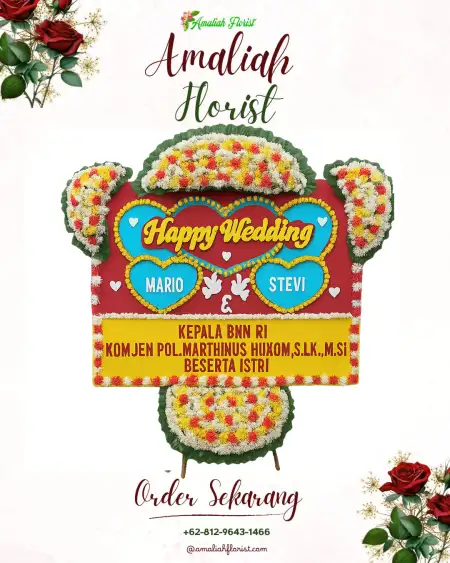 Papan Bunga Pernikahan Belat
